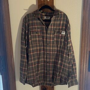 Women's Plaid Button Down Flannel - Brown and Red